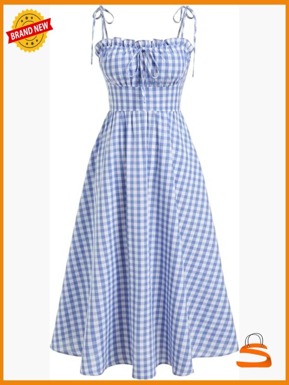 Square Neck Gingham Maxi Dress with Pockets